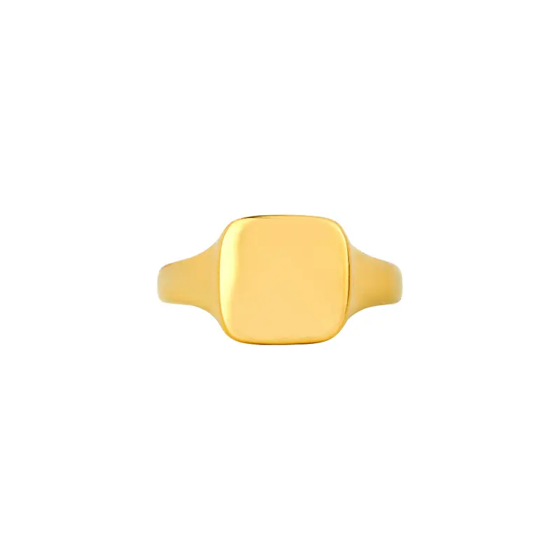 Square Smooth Signet Ring - Gold 1