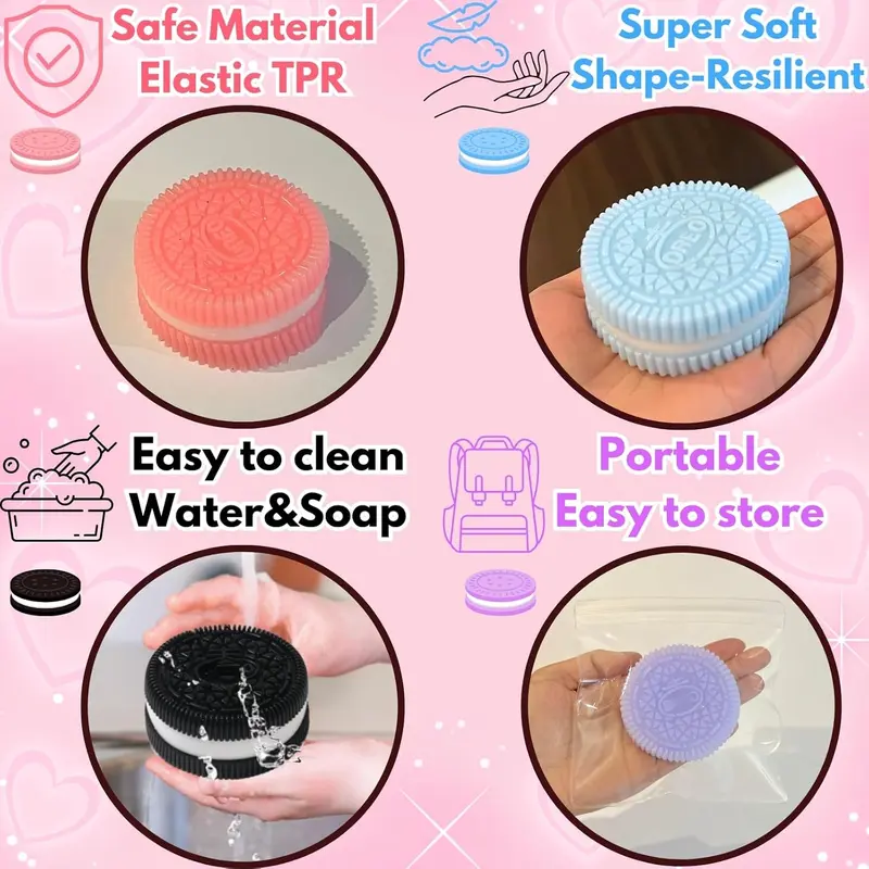 Pcs Biscuit Stress Relief Toy, Pinching Biscuit Simulation Squishy Toy, Anxiety Relief Sensory Toy,Soft Decompression Toy, Stress Squeeze Fidget Toys for Kids and Adults, Taba Squishy 6