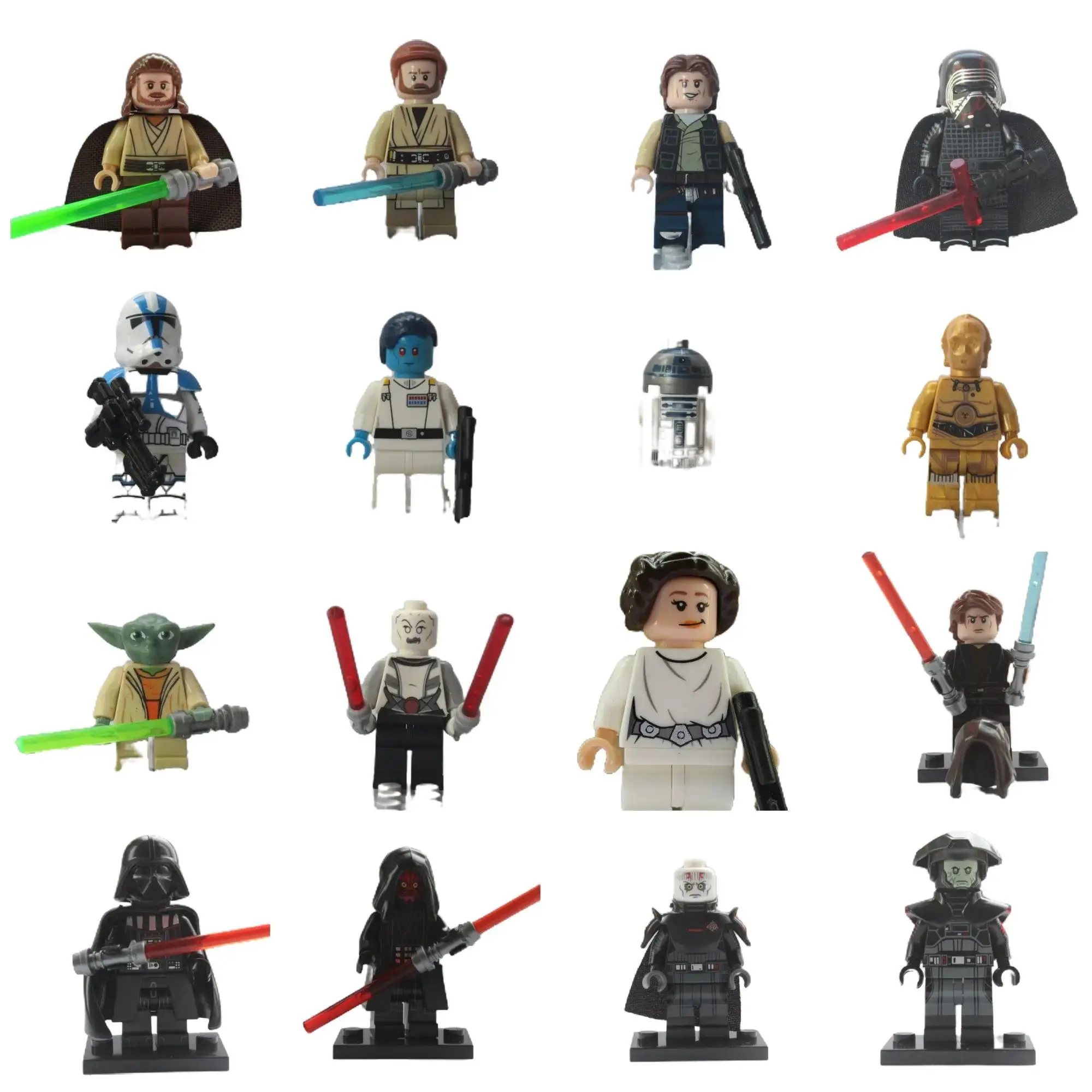 Stormtrooper Clone Troopers Soldiers Darth Vader Han Solo Maul Rey Obi Wan Kenobi Luke Skywalker R2D2 Rey Kylo Ren mini toy action figures custom but fully Lego compatible models movie cartoon science fiction building blocks super hero construction toys