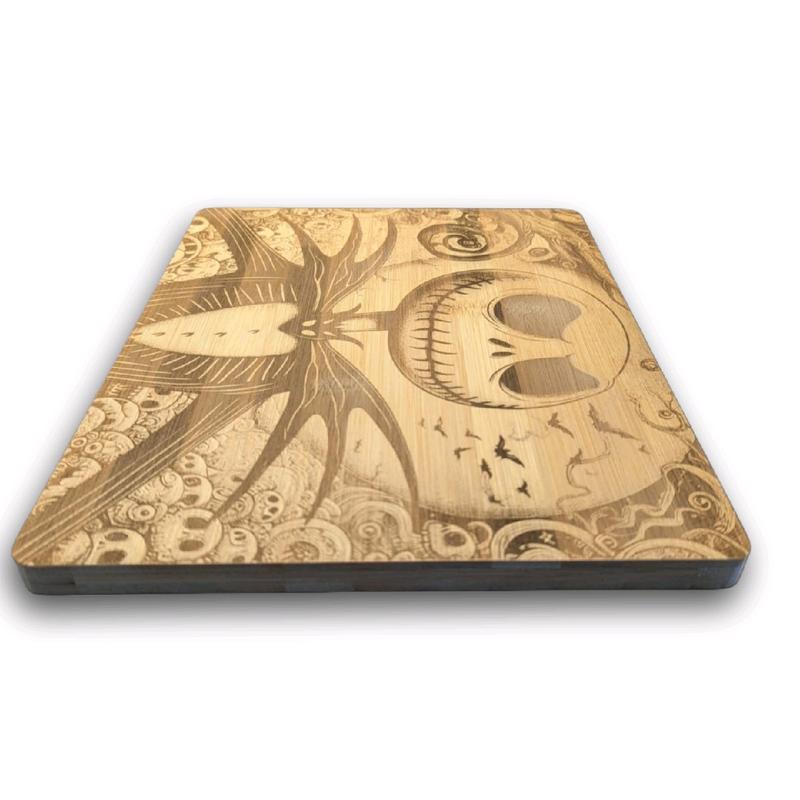 jack skellington inspired laser engraved Bamboo chopping cutting . kitchenware Knives worktop protection tableware home decor gift ideas choppingboards cuttingboard culinary tools houshold wooden and Lightweight tray board heat protector 1