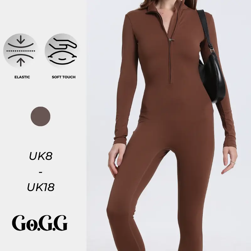 Go.G.G OnTheMove Soft Touch Sexy Long Sleeve Zip Front Jumpsuit Womenswear 1