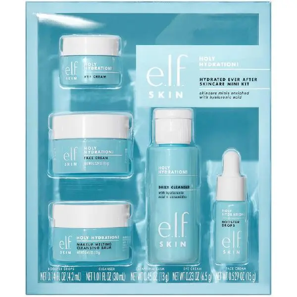 SKIN Hydrated Ever After Skincare Mini Kit, Cleanser, Makeup Remover, Moisturiser & Eye Cream For Hydrating Skin, Airplane-Friendly Sizes Cleansing Hyaluronic Moisturize,women's gift Christmas gift Set, stocking filler set Daily Skin Repair Moisturizing