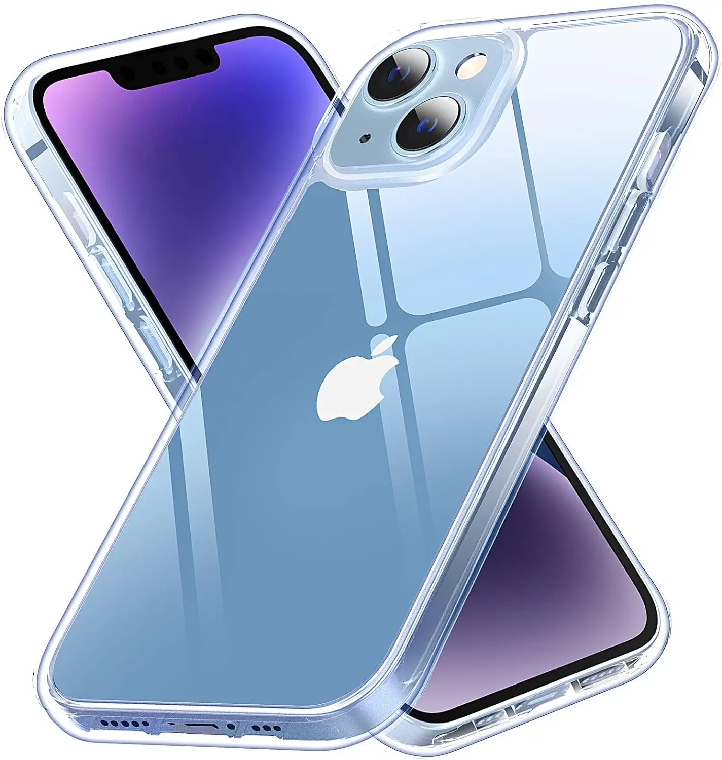 Clear for iPhone 13 Case/iPhone 14 Case, [Never Yellow] [Shockproof Mil-grade Protection]Protective Bumper Hard PC Phone Cases Anti-Fingerprint Thin Slim Fit Cover ,Clear Accessories Durable Smartphone Cellphone Handheld Protector Screen Protector Devices