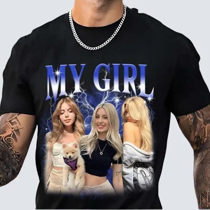 Custom Photo Girlfriend Boyfriend Face T-Shirt, 90s Retro Vintage Bootleg Shirt with Face, Personalized Pictures Tee for Couple 1