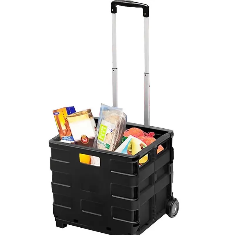 Large 25kg Folding Cart Shopping Trolley Rolling Car Boot Storage Box Best Gifts 3