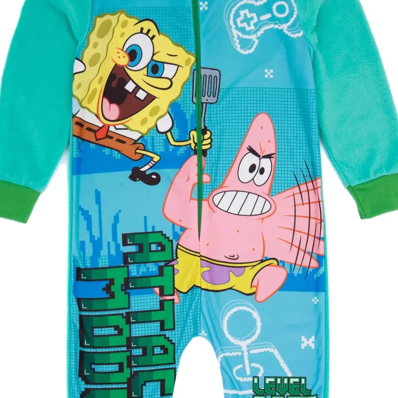 Boys SpongeBob SquarePants Micro Fleece Onesie All In One Age 3-10 Years 2