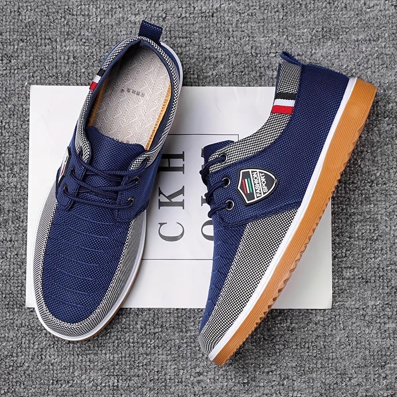Elevate Your Walk: English-Style Men's Canvas Sneakers - Comfortable, All-Season, Solid-Color Lace-ups Closed Trainer Runner Training Athletic Running Sports Shoes Boy Casual Footwear Walking Shoes 3