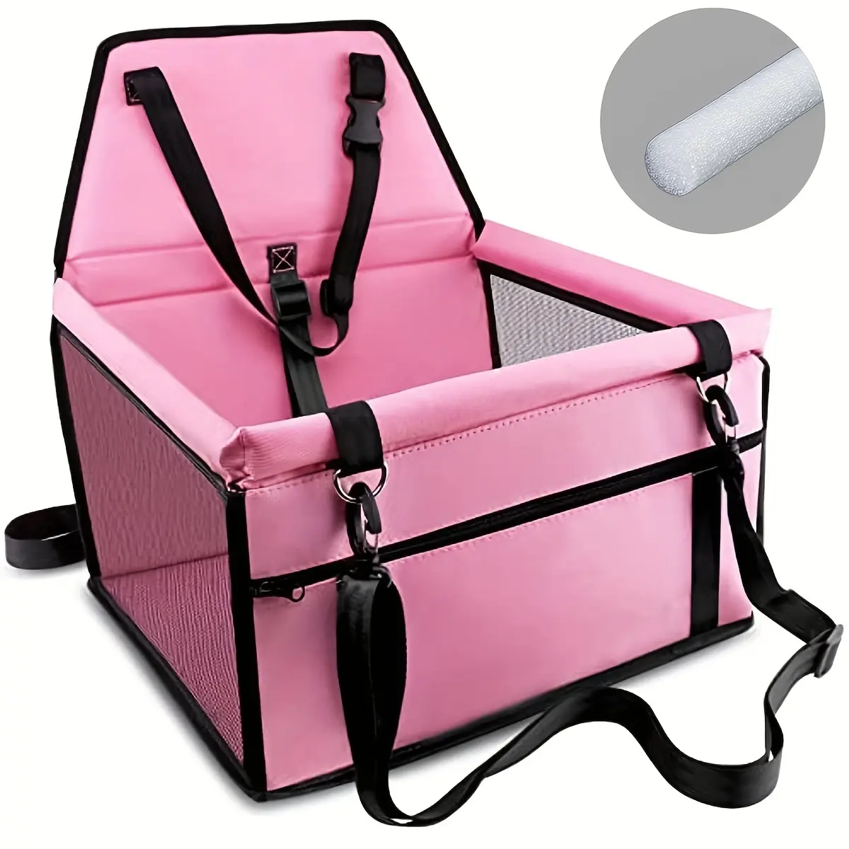 Safe And Comfortable Pet Dog Booster Car Seat With Clip-On Leash - Perfect For Traveling With Your Furry Friend