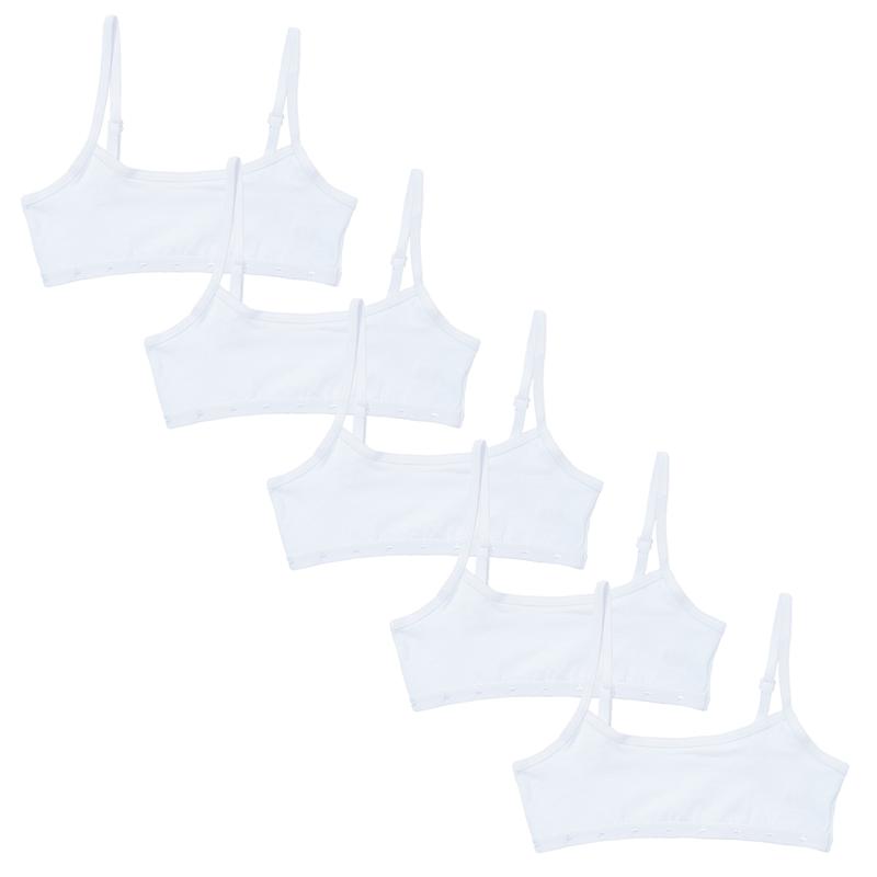 Girls Crop Tops 5 Pack Bra Top Training Bra Underwear White Cotton Stretch Size 6-13 Years 1