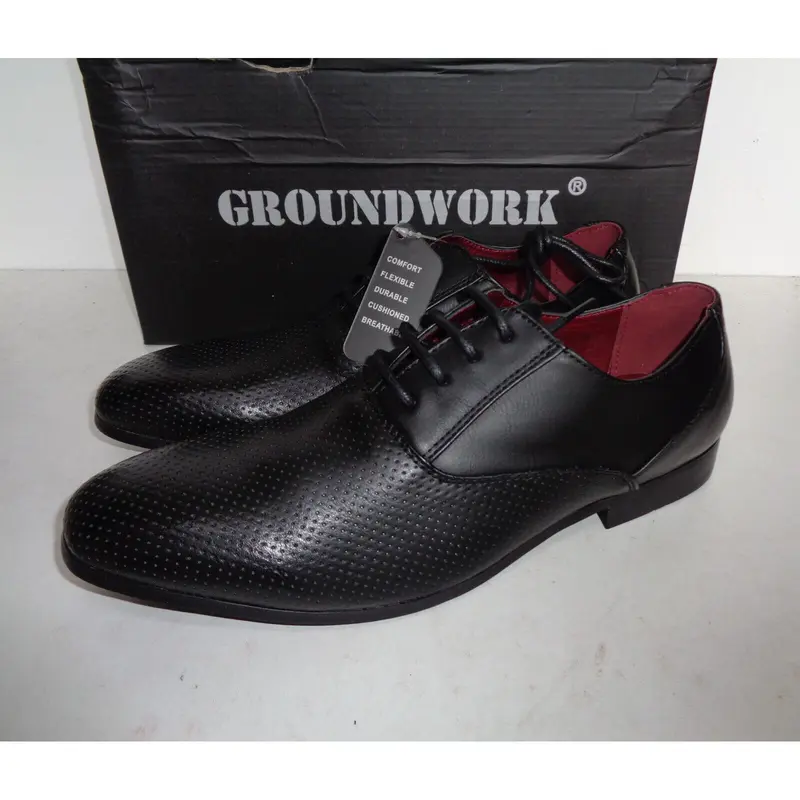 New Mens Black Shoes Casual Lace Up Office Dress Formal Wedding UK Sizes 6-11 8