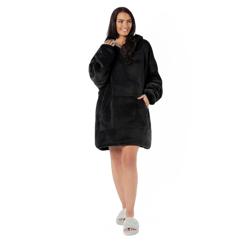 OHS Petite Hoodie Blanket Sherpa Supersoft Warm Fleece Throw Jumper 2