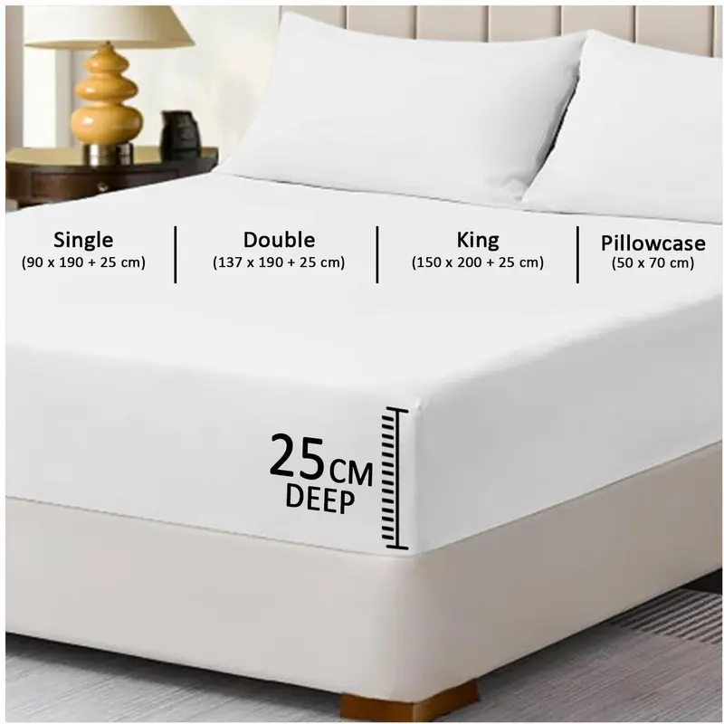 Fitted Sheet Single Bed (91 x 193cm) - White Bedding Sheets - Plain Dyed Microfiber Bed Sheets Single - (10 inch) 25cm Deep Pocket Bottom Sheet - Easycare - Wrinkle & Fade Resistant 3