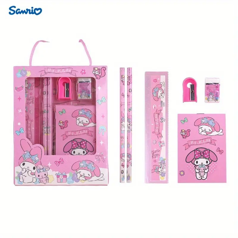 Sanrio Hello Kitty and Kuromi Stationery Set, PVC Desktop Organizer, School Supplies Gift Box, Birthday, Christmas, New Year Gifts, Office Supplies, Educational Materials, Student Prizes 8