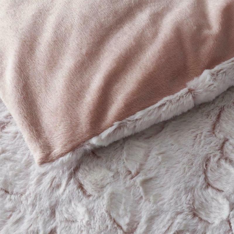 Teddy Luxe Faux Fur Duvet Cover Set Fleece Bed Soft Warm Quilt All Size Blush Pink Christmas Throw 3