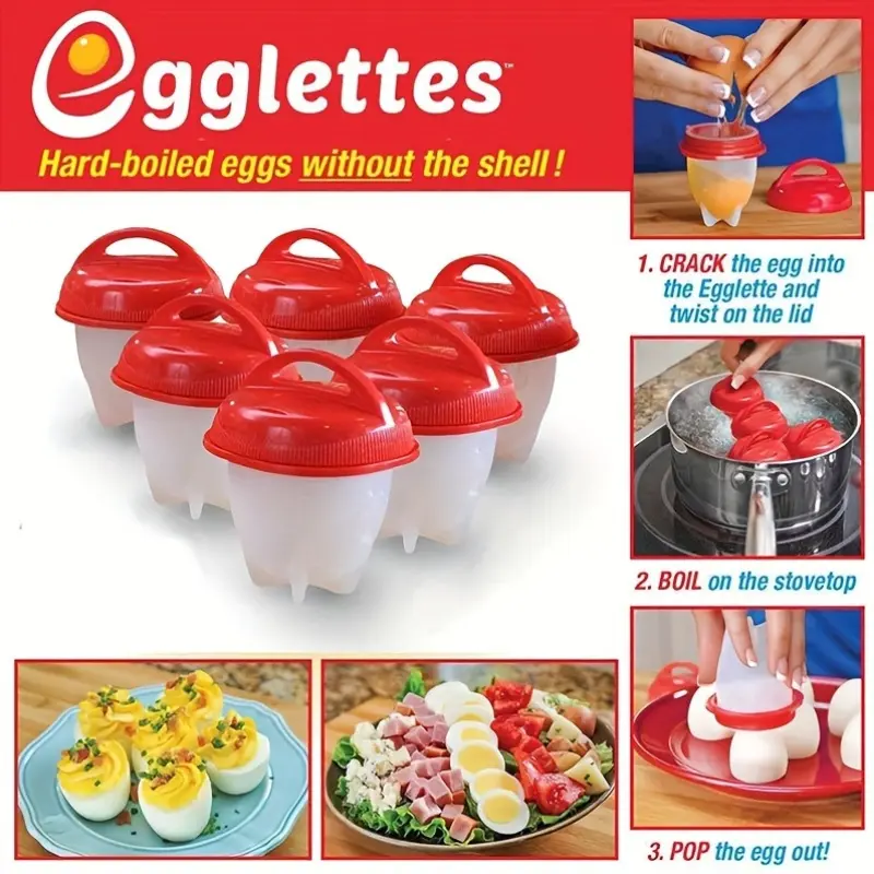 4/10pcs Cooking Egg Boiler Egg Steamer Non-Stick Silicone Egg Cup High Temperature Resistant Egg Steamer Kitchen Tools Utensils 7