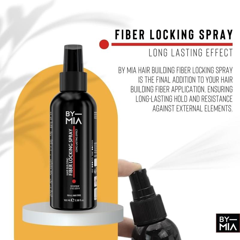 Product Introduction of BY MIA Hair Building Fiber Locking Spray 100ml | Hair Building | Long Lasting Effect | Waterproof | Style Lock-in | For All Hair Types | Ultra Hold 18