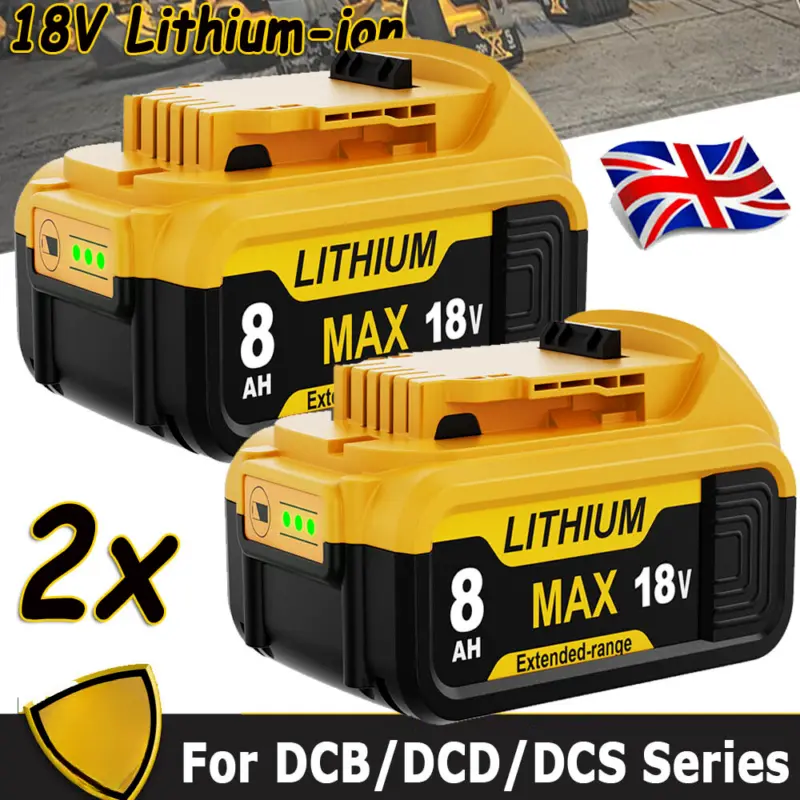 2X For Dewalt 18V 8.0Ah Slide BATTERY DCB184 DCB184-XJ DCB182 Lithim XR Li-ion