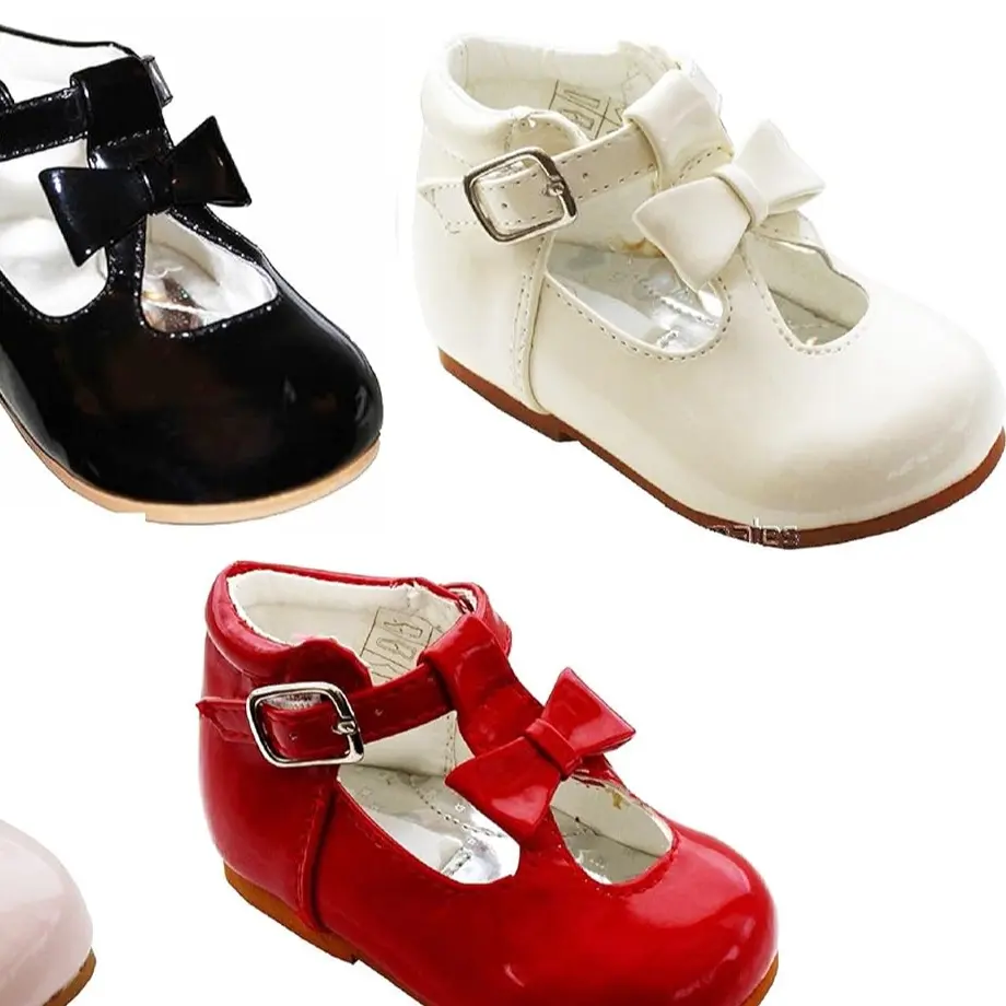 Toddler Girls Patent T-Bar Shoes sizes 2-6 Baby Infant Toddler Navy, Cream, Red, Pink & Black