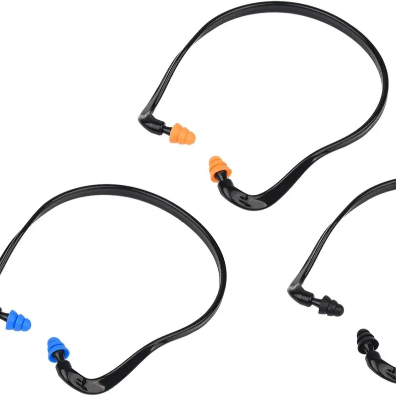 3 Pieces Caps Banded Earplugs TPR Silicone Earplugs Reusable Waterproof Earplugs Noise Reduction for Sleep, Swim, Work, Construction and Automotive 6