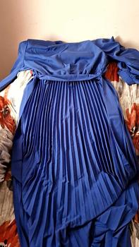 Product Review of Women's Solid Belted Pleated Dress, Elegant Bishop Sleeve Keyhole Back A Line Dress for Spring & Fall, Women's Clothing for Wedding Guest, Dresses for Women from ا**ه ع** ك** ش** 0