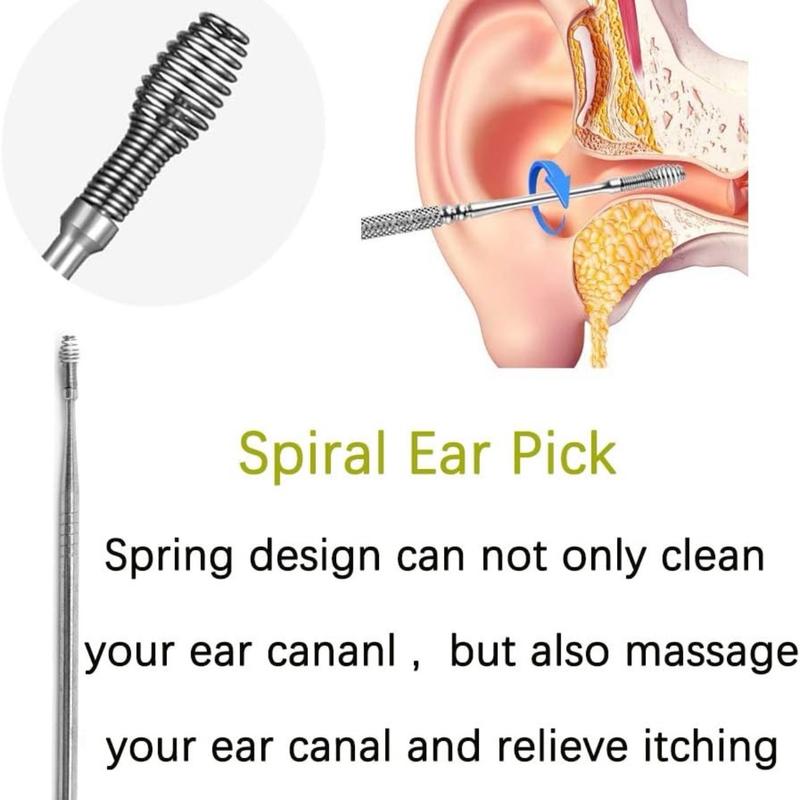 Ear Wax Removal Kit, 6 Pcs Ear Pick Earwax Removal Tool, Ear Cleansing Tool Set, Stainless Steel Ear Wax Remover with Storage Box, Reusable Ear Curette Wax Removal Set for Children & Adults 2