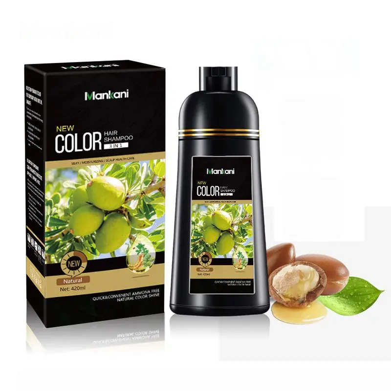 Hair Color Shampoo – Instant Ammonia-Free Hair Dye with Argan, Natural Herbal Essence, Ginseng, and Olive Extracts, 420ml