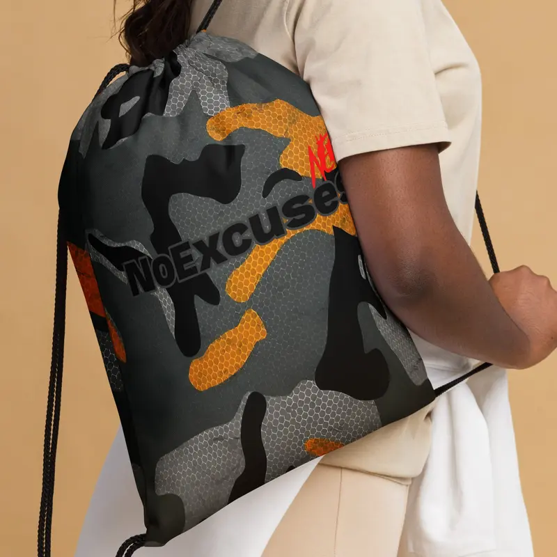 NoExcuses Discipline Yellow and Black Camo Drawstring bag 4