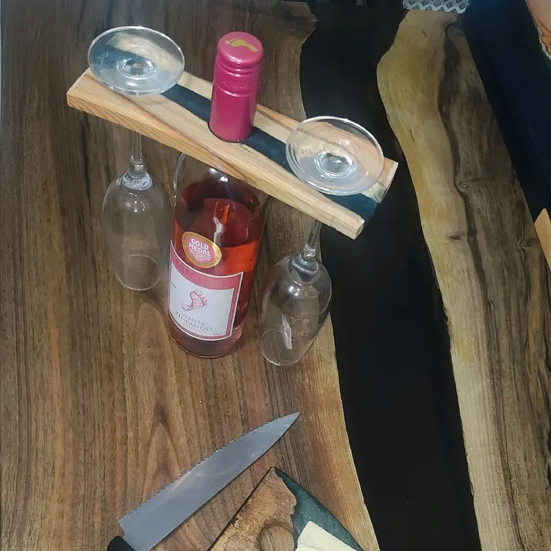 Handmade Oak Wine Cadys with Red Wine Coloured Resin - Kitchen Utensils 4