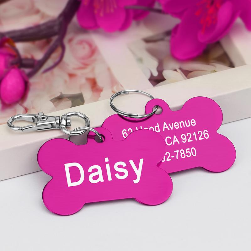 Product Introduction of Personalized Dogs Cats ID Tag Custom Alloy Bone Puppy Kitten Collar Accessories Anti-lost Pet Name Tags for Small Large Dog Cat 17