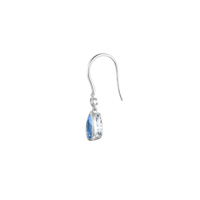 SILVER BLUE TOPAZ DROP HOOK EARRINGS 1