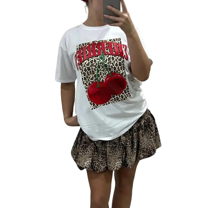 Leopard cherry oversized top  Womenswear Comfortable 1
