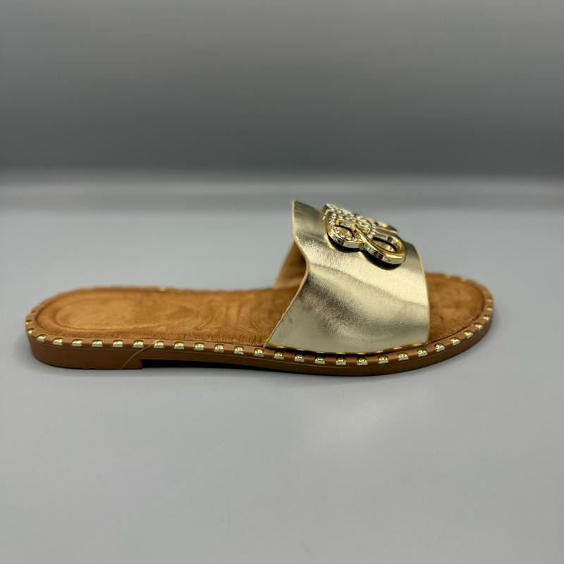 Women's Black Silver Gold Slider Sandal with Soft Cushioning for Summer Holiday- Ladies Flat 2