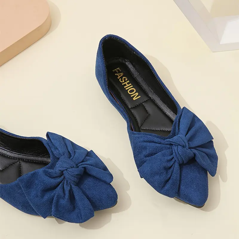 Women's Bowknot Decor Flat Shoes, Casual Point Toe Slip On Shoes, Lightweight & Comfortable Shoes 6
