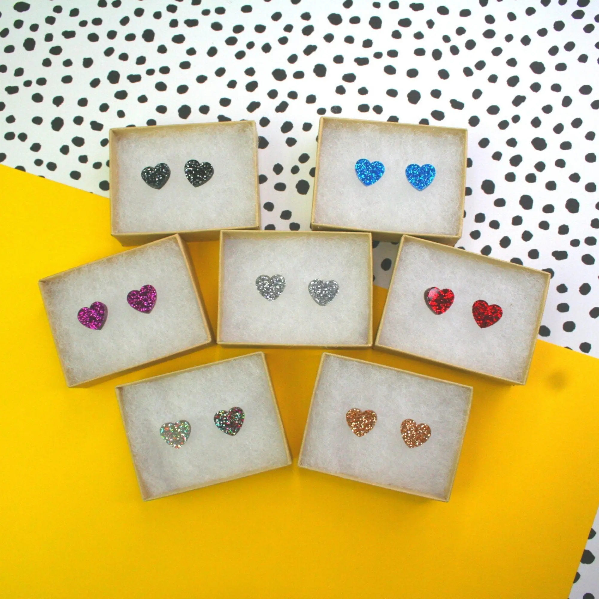 Glitter Heart Handmade Acrylic Stud Earrings