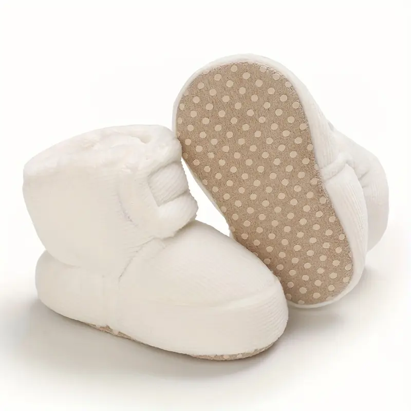 Comfortable Boots With Hook And Loop Fastener For Baby Boys And Girls, Soft And Warm Plus Fleece Boots For Indoor Outdoor Walking, Winter 2