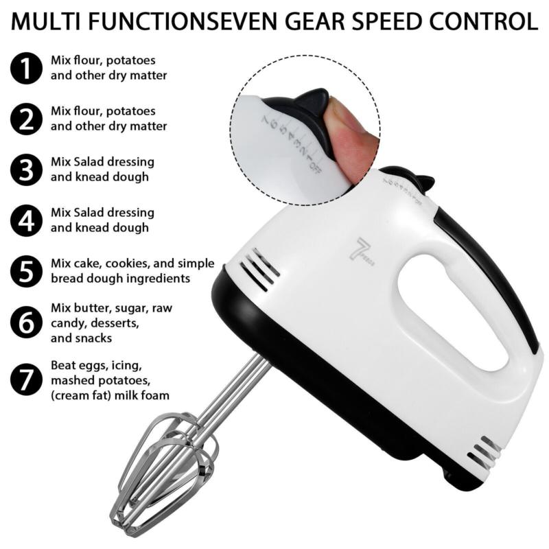 7 Speed Electric Hand Hero Mixer Electronic Handheld Whisk Food Blender Egg Cake 3