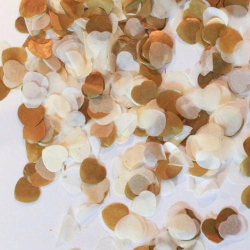 Metallic Gold And Ivory Heart Shape Biodegradable Wedding Paper Confetti 7g 0