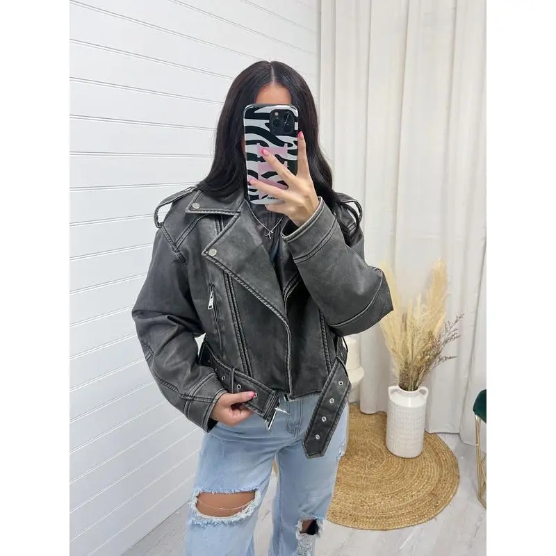 Oversized faux leather biker jacket-3 colours Womenswear Coats Womenswear Coats 4