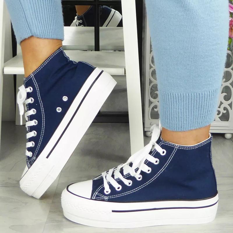 L-169 Womens Lace Up Canvas Pumps Sneakers Casual Trainers Shoes 7