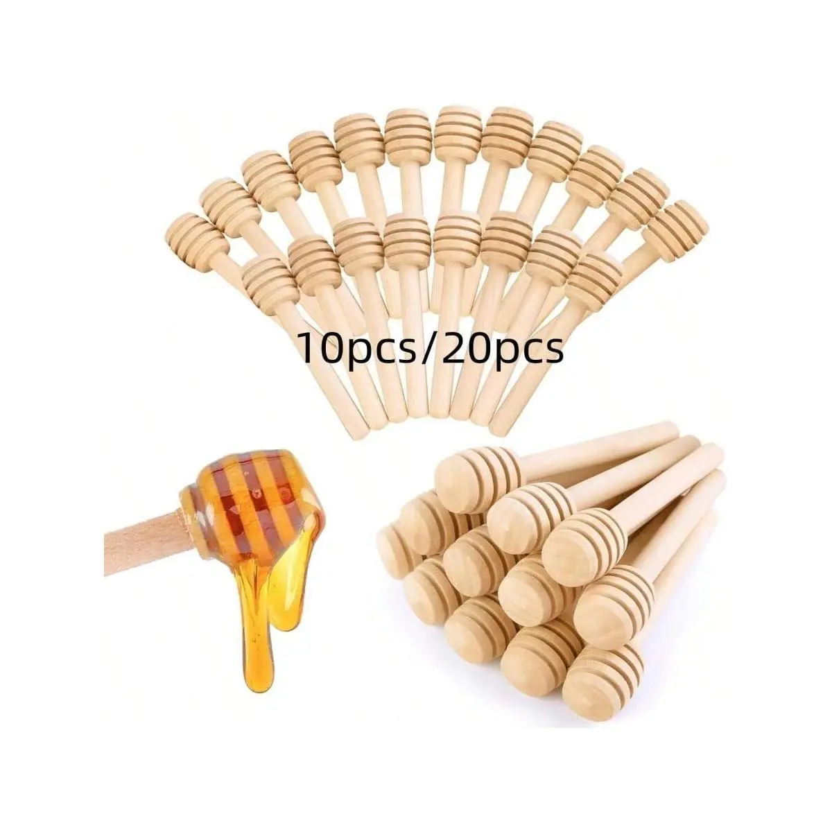 10pcs/20pcs/30pcs/40pcs/50pcs 3.5 Inch Wooden Honey Dipper Sticks, Mini Honey Dippers For Honey Jar, Glue Applicator, Drizzle Honey, Wedding & Party Favors
