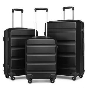 [MissLulu Bags] Horizontal Design ABS Hard Shell 19''/24''/28'' Suitcase with TSA Lock - Black