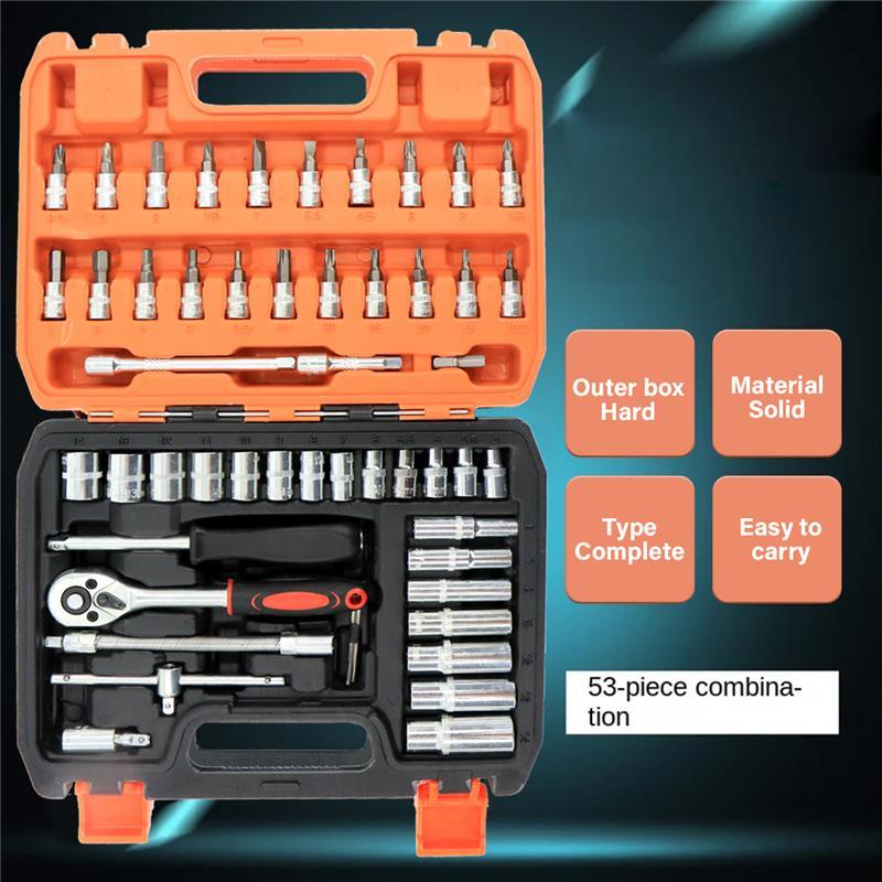 53Pcs/Set Flexible Socket Kit 1/4" Ratchet Wrench Drive Car Repairing Tools UK 4