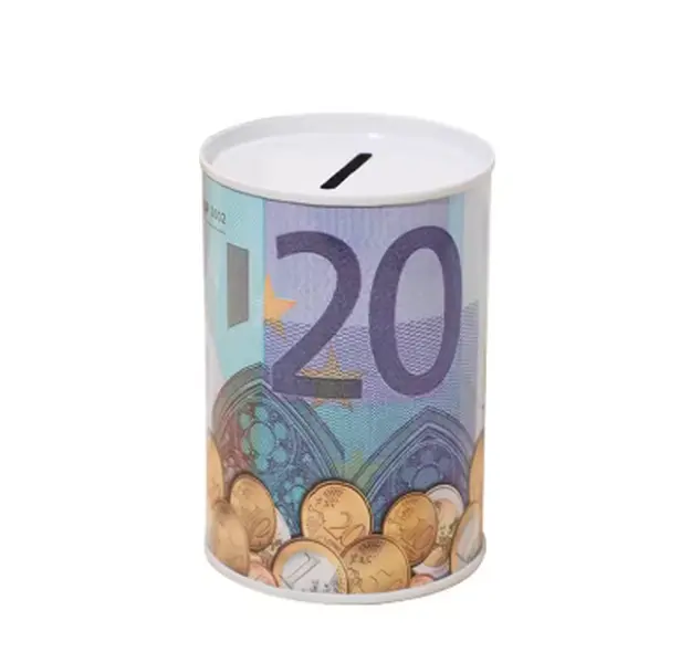 Tinplate Cylinder Piggy Bank Euro Dollar Picture Box Household Saving Money Box Home Decoration Money Boxes Ornaments