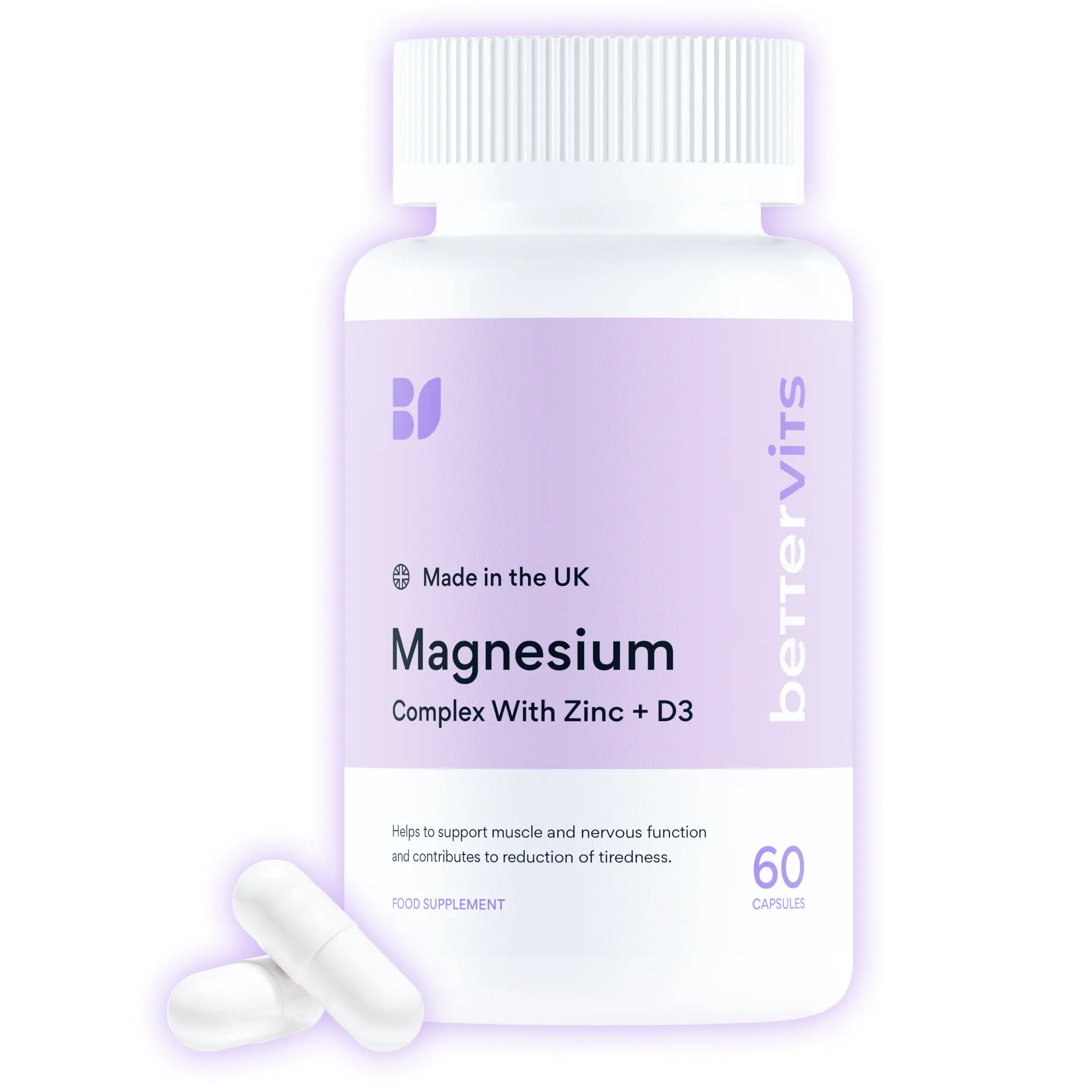 Bettervits Magnesium Supplement – 3 Types (Glycinate, Malate, Citrate) | Supports Anxiety Relief, Mood & Fatigue | With D3 & Zinc