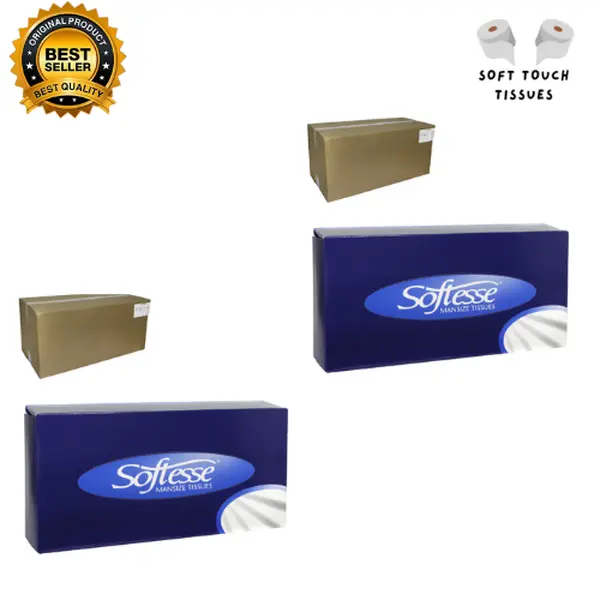 24 / 48 Boxes of Manszie Soft White Facial Tissue, 2-Ply, Large C-Fold Sheets, 75 Sheets per Box, Disposable - Case, Napkin