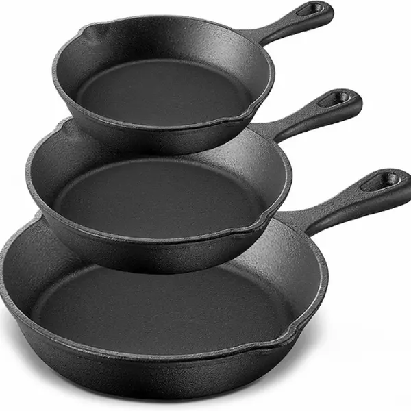 Set of 3 Cast Iron Frying Pans - 6", 8", 10" - Cookware Oil Induction cast  iron new  pans
