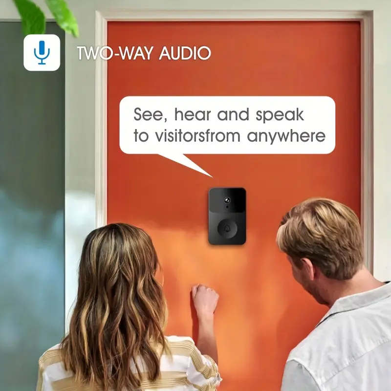 1pc SMCM Wireless Video Doorbell with HD Camera, Wide Angle, Intelligent Voice Intercom, WiFi Enabled, Battery/USB Dual Power, ≤36V, 600mAh Rechargeable Lithium Polymer Battery, App Control, HD Night Vision, 2.4G WiFi Only 2