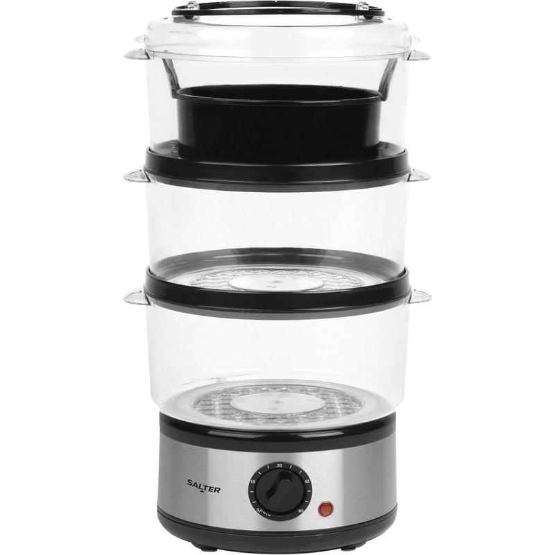 3 Tier Electric Food Steamer - 7.5L, Stackable Steaming Baskets, Dishwasher Safe, BPA Free Includes Rice Bowl, 60 Minute Timer, Compact Storage, Healthy Cooking Vegetables & Fish, 500W, EK2726 0