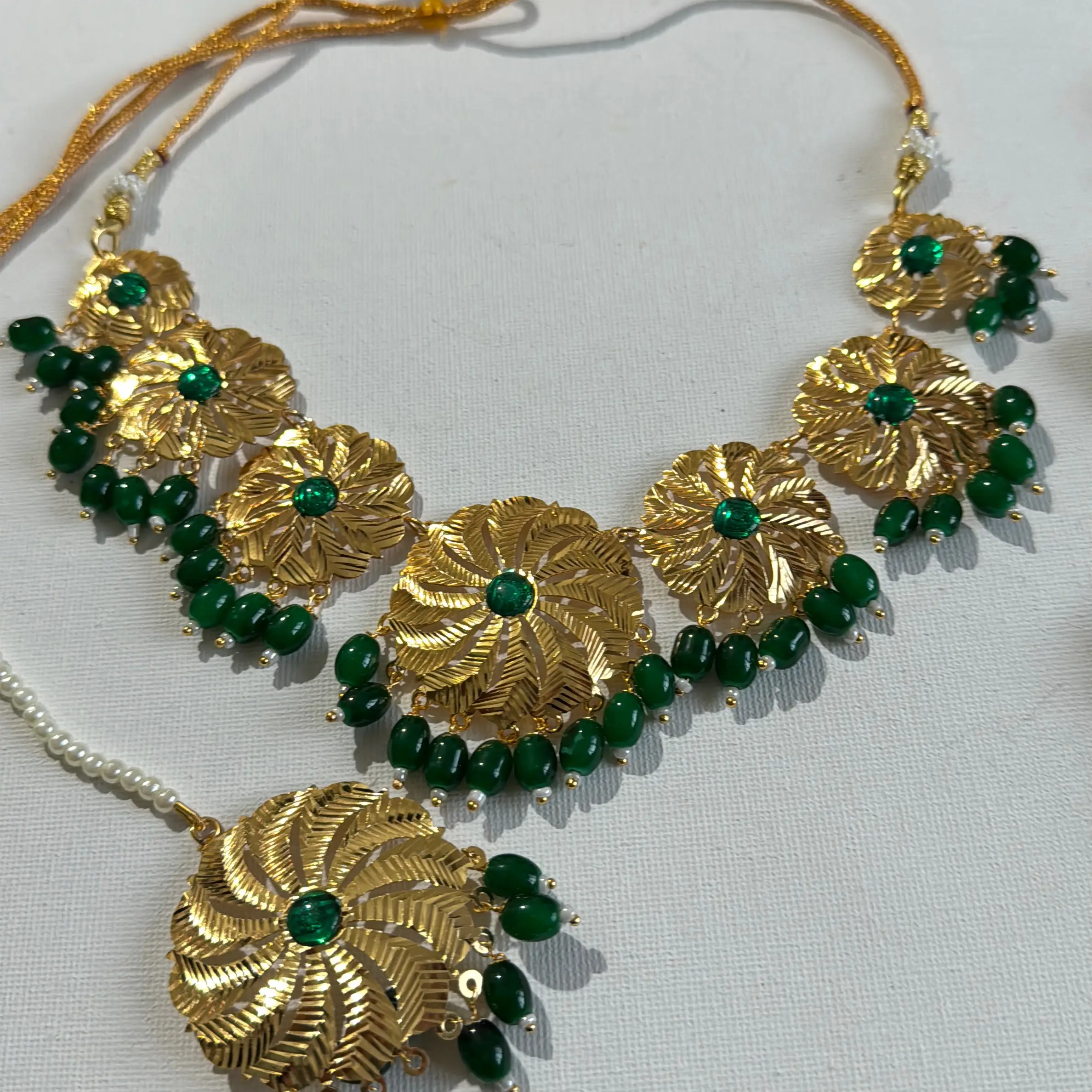 Green gold plated jewellery set