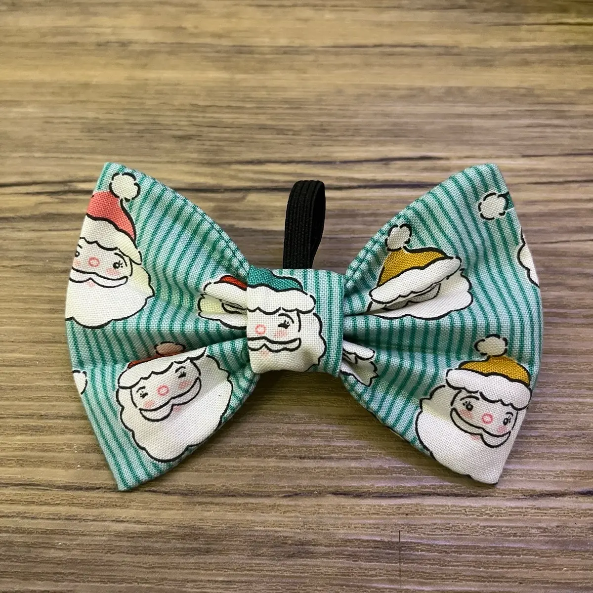 Festive Handmade Pet Accessory - Green Santa Claus Christmas Dog Bow Tie